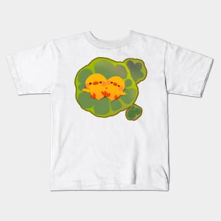 Cute Yellow Ducks Sunbathing on Lilypads Kids T-Shirt